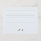 ほこりがかった青い花のブライダルシャワーレシピ エンクロージャーカード (裏面)