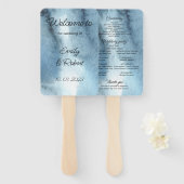 ほこりがかった青とネイビーの水彩画 ハンドファン (正面&裏面)