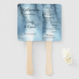 ほこりがかった青とネイビーの水彩画 ハンドファン