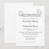 ほこりがかった青の招待状　会場のスケッチ付き 招待状 (正面/裏面)