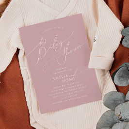 ほこりっぽいお洒落バラカップル赤ちゃんシャワー 招待状