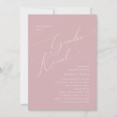 ほこりっぽいお洒落ピンク/青ベビー性別リビール 招待状 (正面)