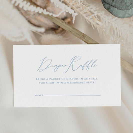 ほこりっぽいお洒落ブルーベビーシャワーおむつラッフル エンクロージャーカード