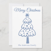 ほこりっぽいお洒落青い手で描かれたクリスマスツリー シーズンカード (正面)