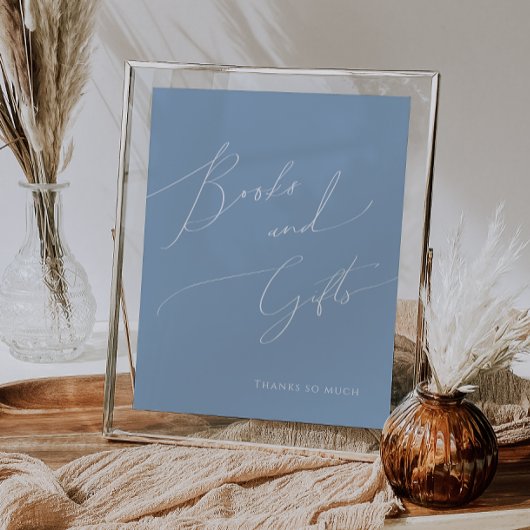 ほこりっぽいお洒落青い赤ちゃんシャワーの本と贈り物 ポスター