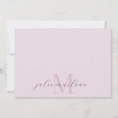 ほこりっぽいかわいらしピンクのモノグラム紫のファンパターン ノートカード (正面)