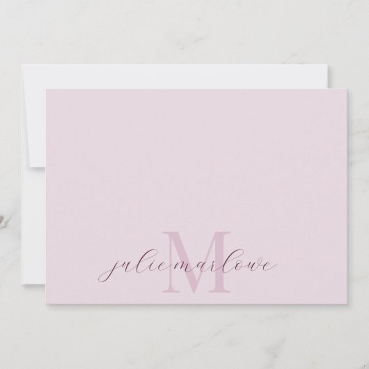 ほこりっぽいかわいらしピンクのモノグラム紫のファンパターン ノートカード (正面)