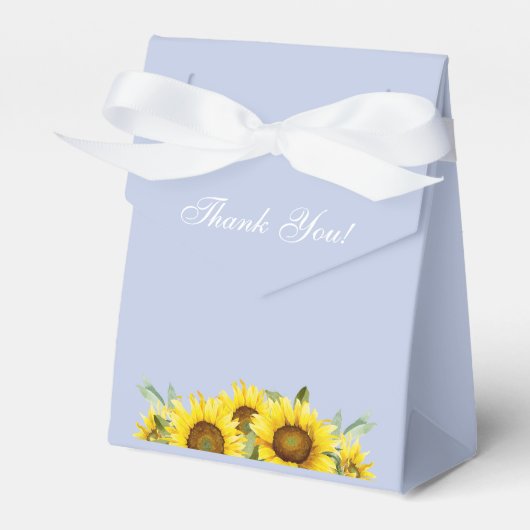 ほこりっぽいかわいらしブルーサンフラワーベビーシャワー フェイバーボックス (正面サイド)