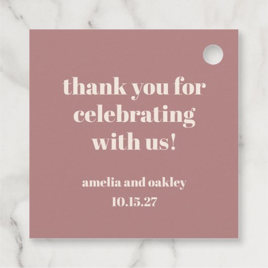 ほこりっぽいはっきりしたバラレトロカスタムウェディングサンキュー フェイバータグ (裏面)