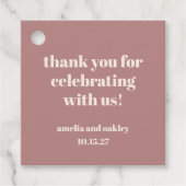 ほこりっぽいはっきりしたバラレトロカスタムウェディングサンキュー フェイバータグ (正面)