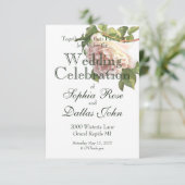 ほこりっぽいアイボリーバラ、ロマンチックな白いバラ 招待状 (スタンド正面)