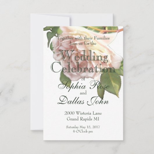 ほこりっぽいアイボリーバラ 招待状 (正面)