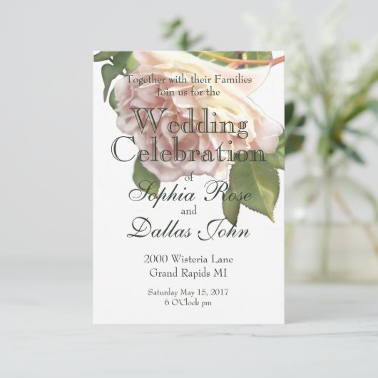 ほこりっぽいアイボリーバラ 招待状 (スタンド正面)