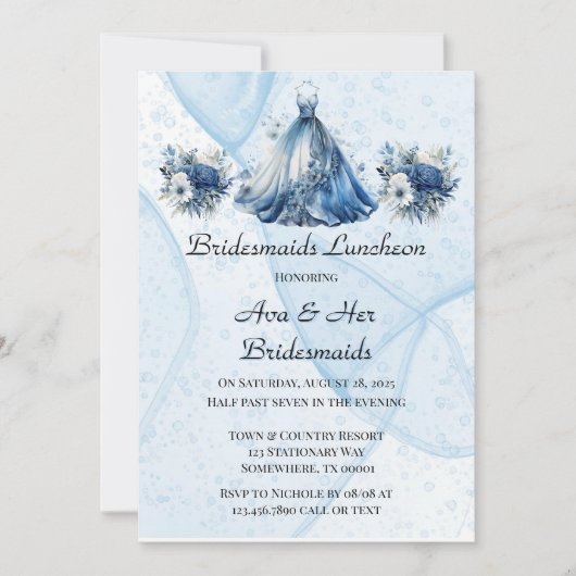 ほこりっぽいアルコールインクドレスブリデスメイド昼食会 招待状 (正面)