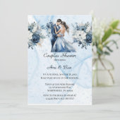 ほこりっぽいアルコールインクフローラカップルのシャワー 招待状 (スタンド正面)