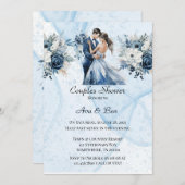 ほこりっぽいアルコールインクフローラカップルのシャワー 招待状 (正面/裏面)