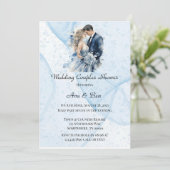 ほこりっぽいアルコールインク結婚フローラのカップルのシャワー 招待状 (スタンド正面)