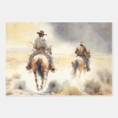 ほこりっぽいウェスタンウォーターカラー"プレーリーストーム" ラッピングペーパーシート (正面)