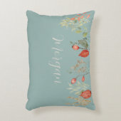ほこりっぽいエレガントグリーンウォーター色の秋のフローラ アクセントクッション (正面(垂直))