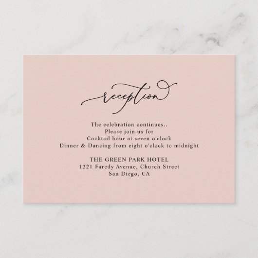 ほこりっぽいエレガントバラウェディングレセプション エンクロージャーカード (正面)