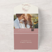 ほこりっぽいエレガントバラオーキッドモノグラム結婚写真 オールインワン招待状 (外側)