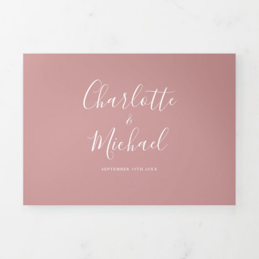 ほこりっぽいエレガントバラスクリプ結婚トMonogram 三つ折り招待状 (カバー)