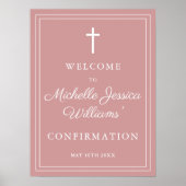 ほこりっぽいエレガントバラピンクの確認ウェルカムサイン ポスター (正面)
