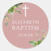ほこりっぽいエレガントバラピンクの緑のバプテスマの恩恵 ラウンドシール (正面)