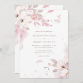ほこりっぽいエレガントバラピンクウォーターカラーフローラ結婚ズ 招待状 (正面/裏面)