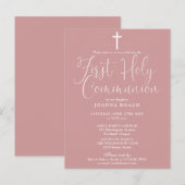 ほこりっぽいエレガントバラピンク最初の聖餐式 ポストカード (正面/裏面)