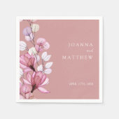 ほこりっぽいエレガントバラモダン結婚フローラ スタンダードカクテルナプキン (正面)