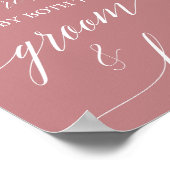 ほこりっぽいエレガントバラ書道座席標識を選ぶ ポスター (角)