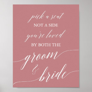 ほこりっぽいエレガントバラ書道座席標識を選ぶ ポスター