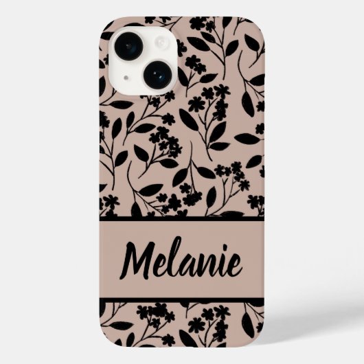 ほこりっぽいエレガントピンクの植物園に黒い花 Case-Mate iPhoneケース (裏面)