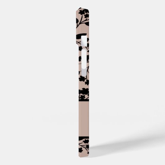 ほこりっぽいエレガントピンクの植物園に黒い花 Case-Mate iPhoneケース (裏面 / 左)