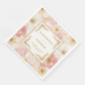 ほこりっぽいエレガントピンクアイボリーフローラ結婚のナプキン (コーナー)