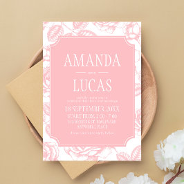 ほこりっぽいエレガントピンクチノ結婚イスリー 招待状