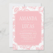 ほこりっぽいエレガントピンクチノ結婚イスリー 招待状 (正面)