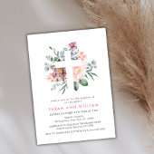 ほこりっぽいエレガントピンクフローラユーカリプタスクロスバプテスマ 招待状