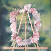 ほこりっぽいエレガントピンクボホの花結婚の歓迎 アクリルサイン (ニュートラル)