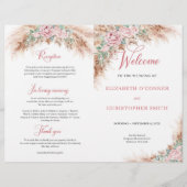 ほこりっぽいエレガントピンクローズパンパスグラスと緑 (正面)