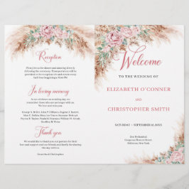 ほこりっぽいエレガントピンクローズパンパスグラスと緑