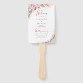 ほこりっぽいエレガントピンクローズパンパスグラスと緑 ハンドファン (正面)