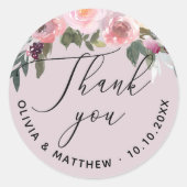 ほこりっぽいエレガントピンク色のバラフローラ結婚の感謝していお前 ラウンドシール (正面)