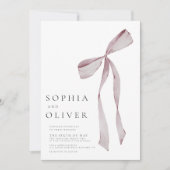 ほこりっぽいエレガントピンク色の手描きボー結婚ズ 招待状 (正面)