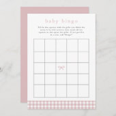 ほこりっぽいエレガントピンク色の赤ちゃんシャワービンゴカード 招待状 (正面/裏面)
