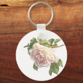 ほこりっぽいエレガントピーチ色のオレンジ色の白フローラバラ キーホルダー (正面)
