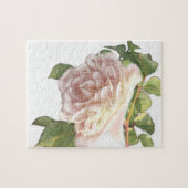 ほこりっぽいエレガントピーチ色のオレンジ色の白フローラバラ ジグソーパズル (横)