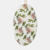 ほこりっぽいエレガントピーチ色のオレンジ色の白フローラバラ セラミックオーナメント (右)