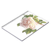 ほこりっぽいエレガントピーチ色のオレンジ色の白フローラバラ ノートブック (左側)